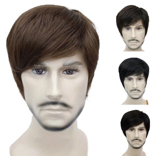Men Wig Male Daily Wear Hair Full Wig Short Straight Wigs Black Brown 4 Colors
