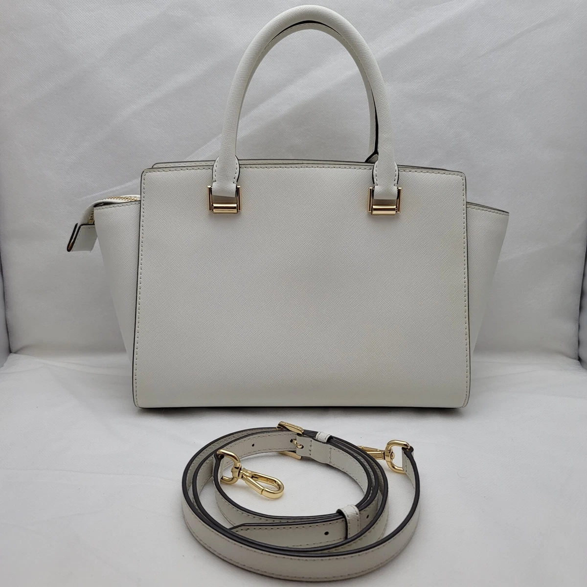 Michael Kors Selma Saffiano Leather Medium Satchel - Optic White