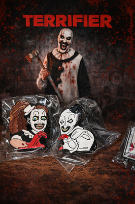 Damien Leone s TERRIFIER Mystery Lapel Pin  *Art The Clown & Little Pale Girl*
