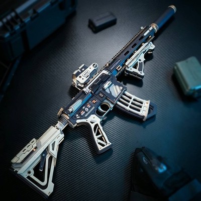 ROKR 3D Wooden Puzzle M416 Carbine with Rubber DIY Model Kit Boy Toy Gift Xmas