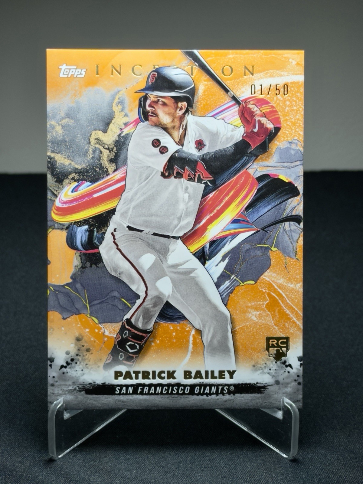 2023 Topps Inception Gold Foil 1/50 Rookie Patrick Bailey #118 First off Print