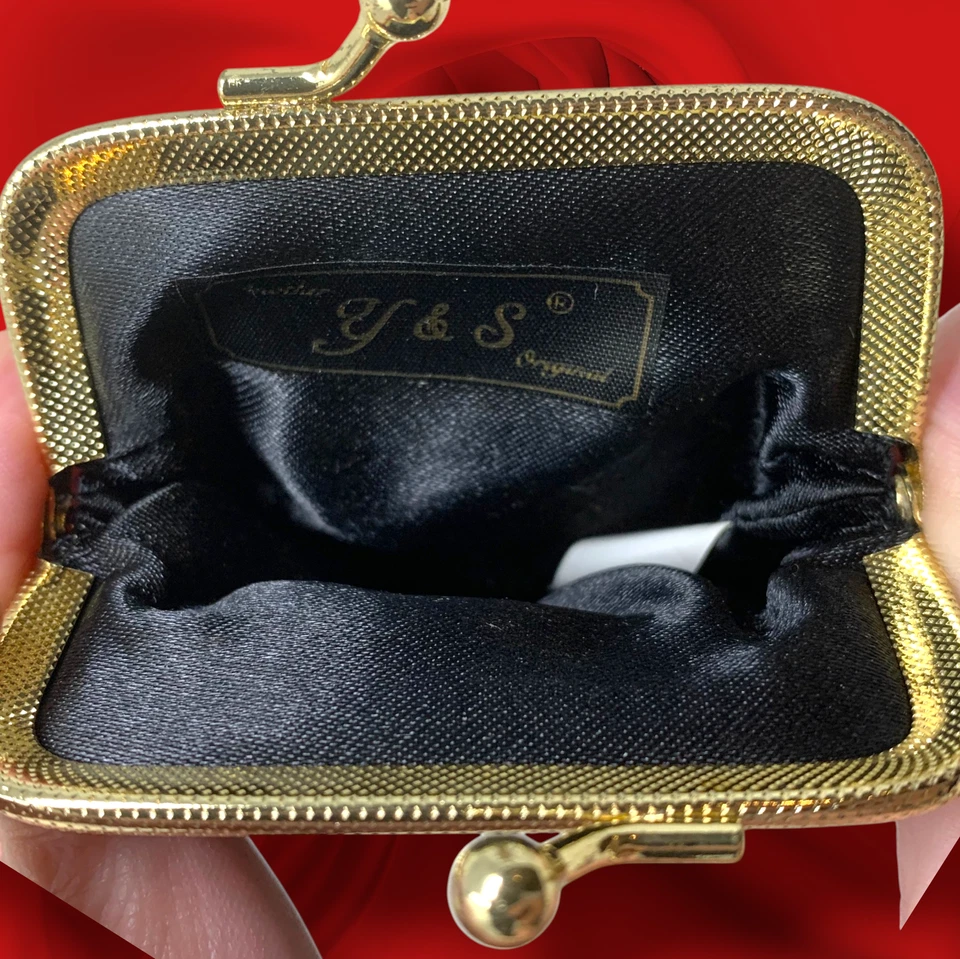 复古黑色金属网状香烟眼镜盒硬币钱包 Kisslock 金色框架 — 第 3/4 张图片