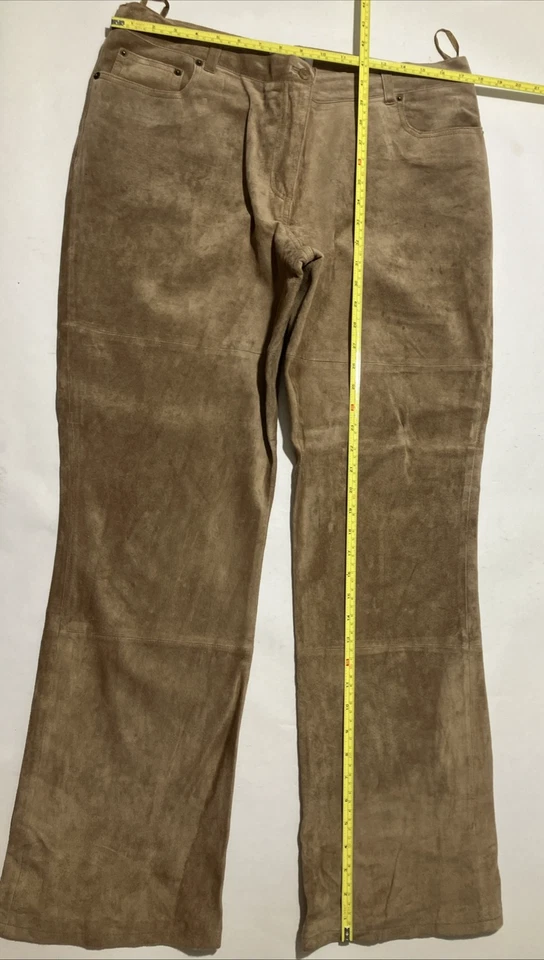 Isaac Mizrahi Mujer 16 (35x32) Marrón Cuero Genuino Pierna Recta Gamuza De Colección Y2K Foto 2 de 4