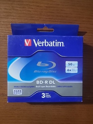 VERBATIM 6X Blu-Ray BD-R DL Dual Layer 50GB Discs - 3 pack - BNIB