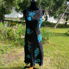 Vintage 90s Maxi Shift Dress Layered Black Floral 8 Whimsigoth Fairy Wedding