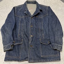 Vintage Lee Storm Rider Denim Chore Jacket USA Workwear western dark wash indigo