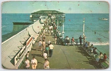 Vintage Old Orchard Beach Maine Pier Crowds Postcard Casino Mini Golf