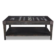 Pemberly Row Contemporary Solid Wood Coffee Table in Black Finish