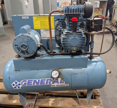   GENERAL 3 HP TANK MOUNT AIR COMPRESSOR 115/208-230 VAC 1Ø 50 PSI LT20033A