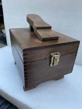 Vintage HandCrafted Shoe Valet Shoe Shine Wooden Box & 3 Brushes