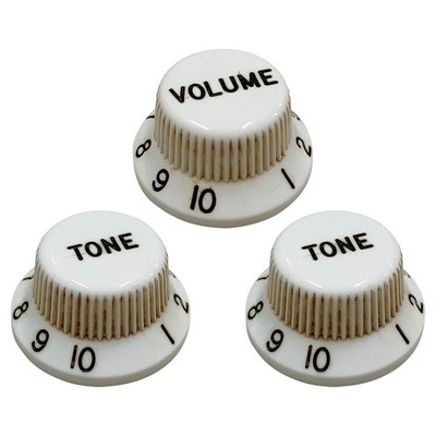SCUD Master Relic ST-type Volume/Tone Knob Set, 50s Style, White/Relic