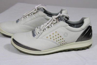 ECCO Biom Golf Shoes Womens Size 7.5 White Yak Leather Spikeless Comfort