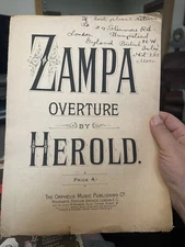 Pre-1920 Undated UK instrumental Sheet Music ZAMPA OVERTURE by Herold