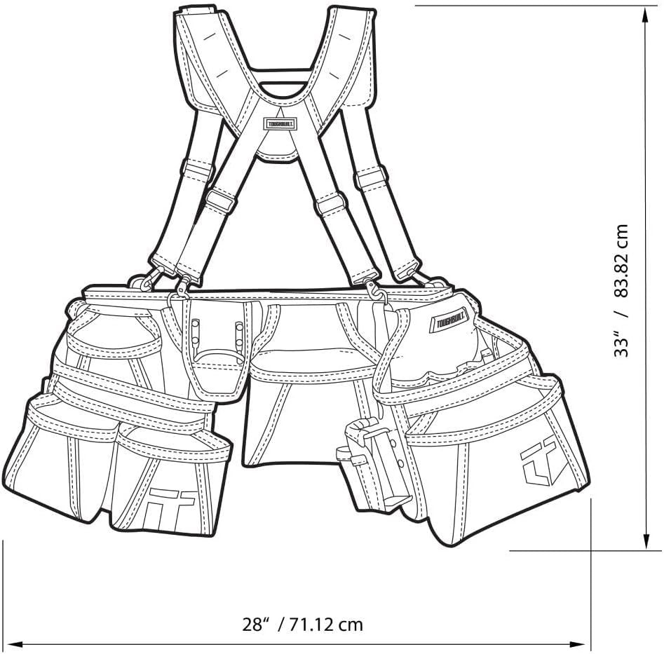 ToughBuilt &ndash; Pro Framer Suspension Rig Tool Belt System 2 Large Pouches