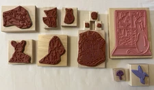 Lot Of - 12 - Animals and Critters Wood Rubber Stamps - Mixed Brands