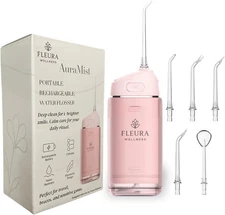Water Flosser – Cordless Portable Pink Oral Irrigator, Pink 3 Modes & 5 Jet Tips