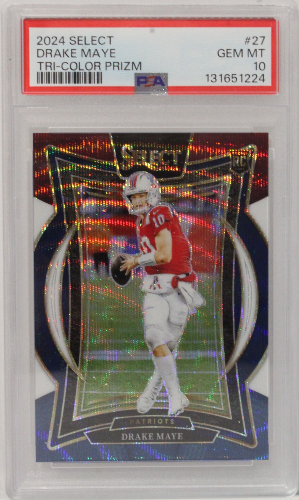 Drake Maye 2024 Panini Select /299 Tri-Color Prizm #27 PSA GEM MINT 10