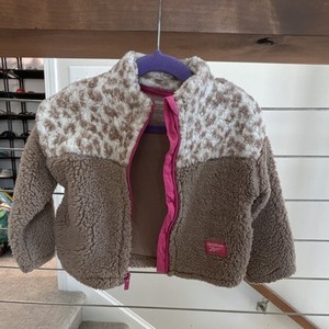 Reebok Brown Beige Pink Fleece Jacket 18M Zip Unisex Baby & Toddler Animal Print