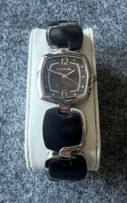 Fossil ES2103 Damen Quarz Armbanduhr Edelstahl silber schwarz 5 ATM