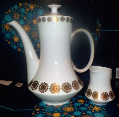 Eschenbach Bavaria  Porzellan Kaffeekanne & Milchkanne, Weiß/ Gold
