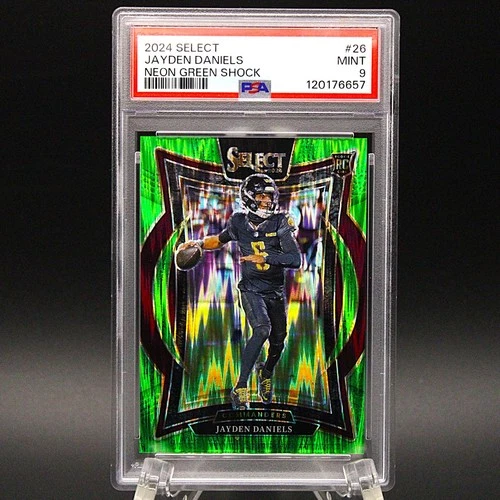 2024 Select JAYDEN DANIELS 💚 Neon Green Shock PSA 9 MINT 💎 RC /599 Commanders