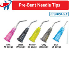 100 Blue Pre Bent Needle Tips for Etch - Sealant Pre-Bent needle tips 25 Ga.