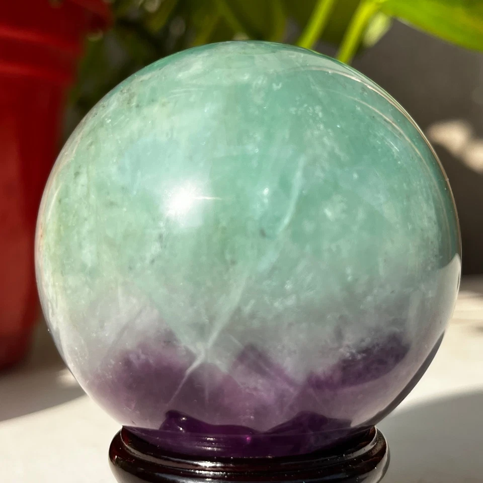 345g Natural Green Fluorite Quartz Ball Crystal Sphere Meditation Healing - image 4 of 4