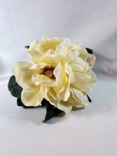 Faux Magnolia Bloom Artificial Flower Ivory Cream Realistic Decor