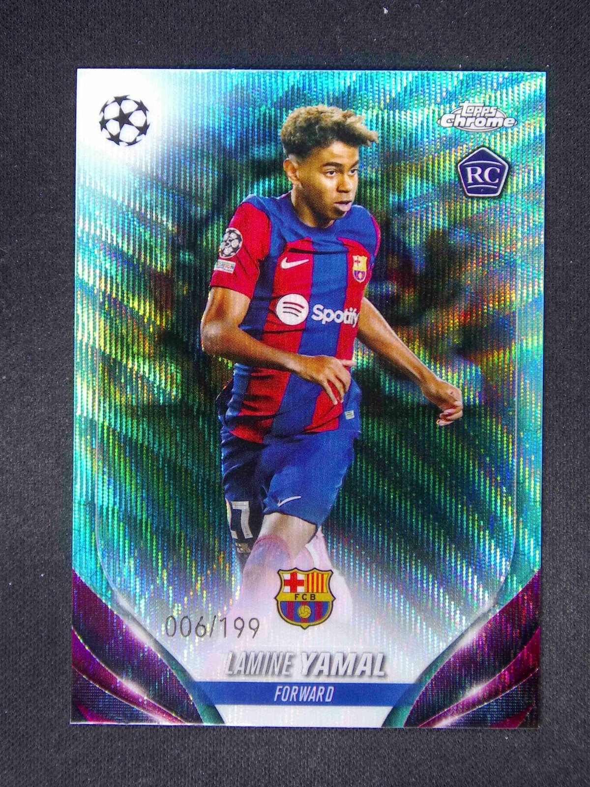 2023-24 Topps Chrome UEFA Lamine Yamal #64 RC Rookie Aqua Wave Refractor /199
