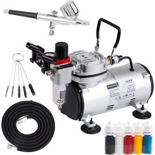Airbrush Kit With Compressor AS18Basic Start Kit With Air Hose, Cleaning Brushes
