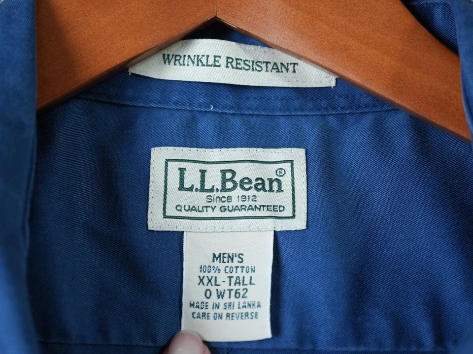 L.L. Bean Mens Blue Cotton Button Down Short Sleeve Shirt Work Casual - Image 3 of 4
