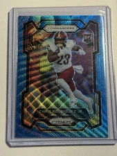 2023 Panini Prizm Chris Rodriguez Jr Rookie Blue Wave Prizm /199 #398 Commanders