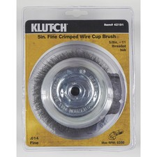 Klutch 5in. Crimped Fine Wire Cup Brush, 5/8in. Arbor, 6500 RPM