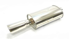 Obx Stainless Sus-304 Ss Mv Oval Muffler 3.0 Beveled Tip Universal Fit