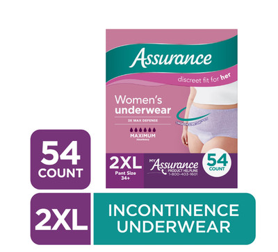 Assurance Women's Incontinence Postpartum Underwear XXL 54 Count