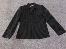 Tahari Arthur S. Levine Blazer Womens 10 Black Pinstripe 3 Button Career Work