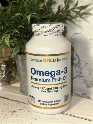 Omega-3, Premium Fish Oil, 240 Fish Gelatin Softgels EXP: 03/2028 FRESH Omega-3