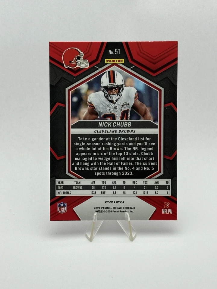 2024 Panini Mosaic Silver Mosaic Prizm #51 Nick Chubb - Image 2 of 2