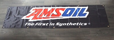 #ad #ad AMSOIL Banner Black Flag Big 2x8 feet Motor Oil Auto Mechanic Garage Racing $16.95