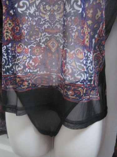 Damen Medium Sexy Halbtransparent Langarm Top & Tangas Bohemian Style Neu - Bild 7 von 14