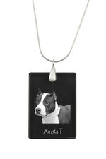 American Staffordshire Terrier, Amstaff - Crystal pendant with dog, silver neckl