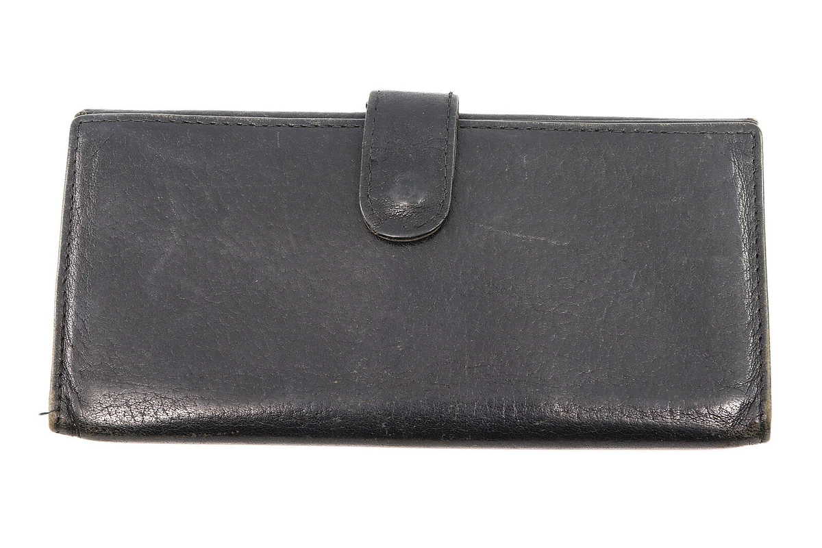 UNISA Rose Leather Envelope Clutch Wallet Black