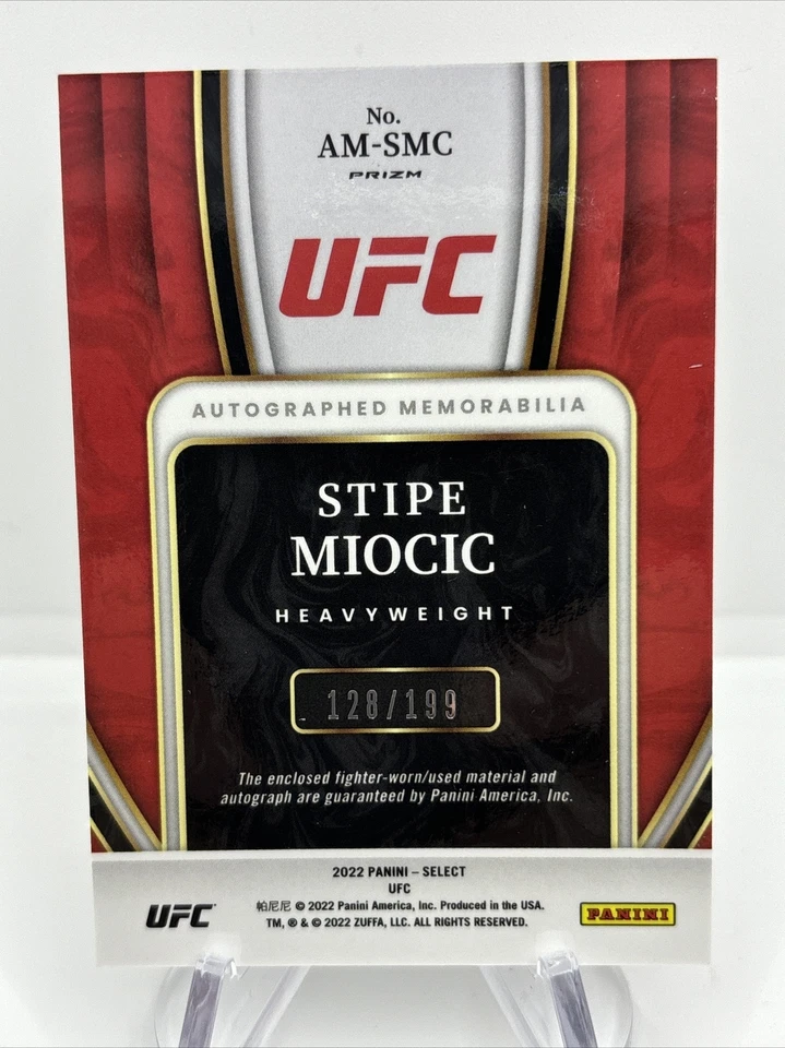 2022 Select Stipe Miocic #AM-SMC Silver Prizm Memorabilia Relic Auto 128/199 - Image 3 of 3