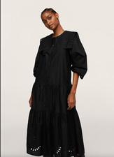 Mango - Black Broderie anglaise maxi dress - SIZE 4