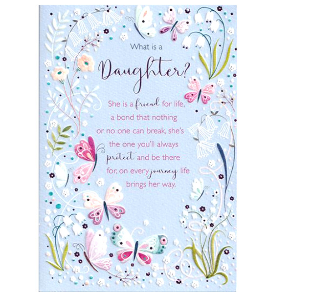 Birthday / Thank you Card DAUGHTER. What is a Daughter? BEAUTIFUL 3-fold Card