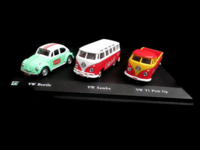 Coca-Cola Volkswagon Gift Set 1:72 VW Beetle VW Samba and VW T1