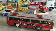 VINTAGE TIN TOY SCHOOL BUS VEHICLE FRICTION 60's RED CHINA MF 887