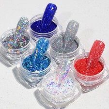 6 Mix Colors Set Nail Art Glitter Powder Dust Sparkly Sequins Shiny Flakes DIY