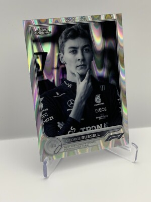 2022 Topps Chrome Formula 1 #18 George Russell Black & White Raywave Mercedes F1