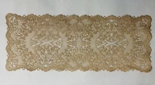 Antique Gold and Gold Metallic Savoy Lace Table Runner 14.5" x 36" Dining Room